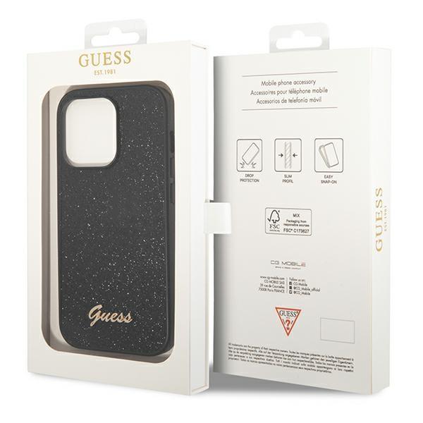 Etui do iPhone 14 Pro Guess Glitter Script Czarne