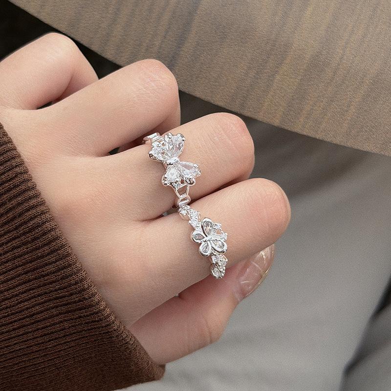 Девушка-комьютерщица Милая Девочка Сказочный Свет Роскошь Бабочка Полный Алмаз Zir*****Ручка Кольцо Нишевое Премиум Ощущение Кольцо-Стек