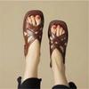 Spring and Summer Footwear Open-toed Sandals Simple Low-heeled Woven Cross Sandals Slippers Beach Shoes