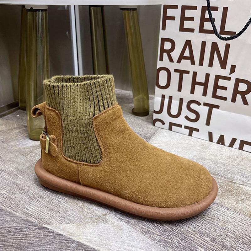 Модные женские туфли на плоской подошве из замши, ботильоны, вязаные туфли с пряжкой, женские зимние ботинки 2025 года, повседневные, новые, удобные, дизайнерские, готические, женские ботинки