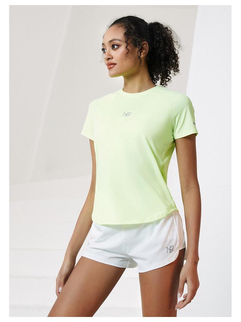 Women's Quick-Dry Reflective Mesh T-Shirt - Nude Feeling, Breathable, Elastic Fitness Top for Running & Training