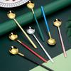 Long Handle Coffee Mixing Spoon Stainless Steel Round Head Ice Cream Dessert Teaspoon Gold Tableware Kitchen Dinnerware Utensil