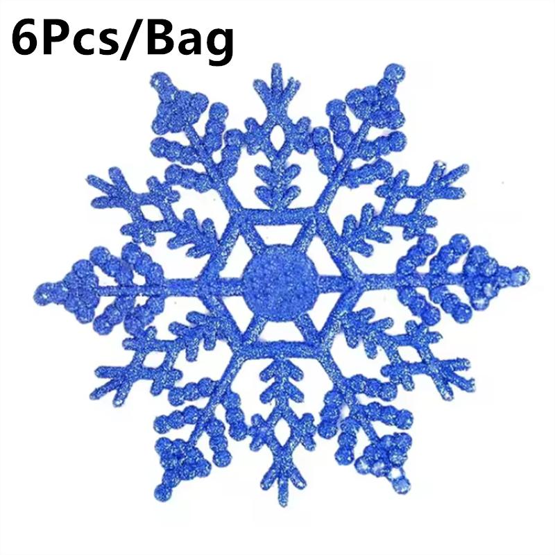 Украшения Рождественские снежинки 6 шт. Украшения Рождественская елка Серебряный блестящий кулон Искусственная пластиковая поддельная снежинка бусина