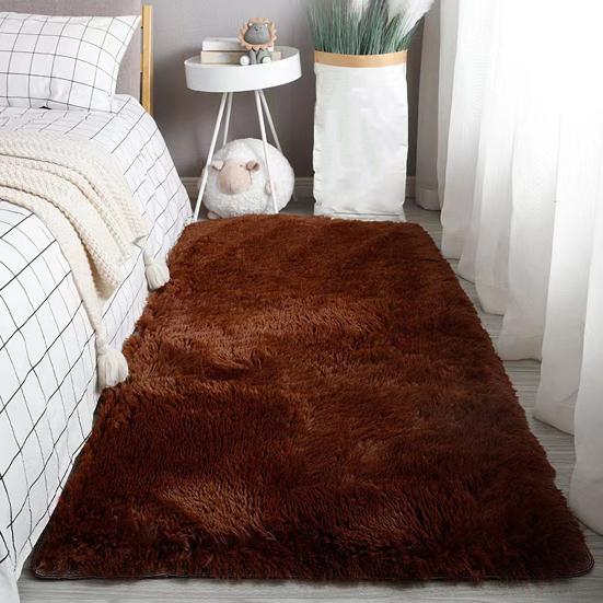 Fluffy Floor Mat Plush Area Rug with Non-slip Backing Shaggy Fuzzy Bedroom Carpet Bedside Rug for Nursery Playroom Living Room Dorm