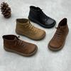 Genuine Leather Boots Round Toe Flat Bottom Head Cowhide Boots