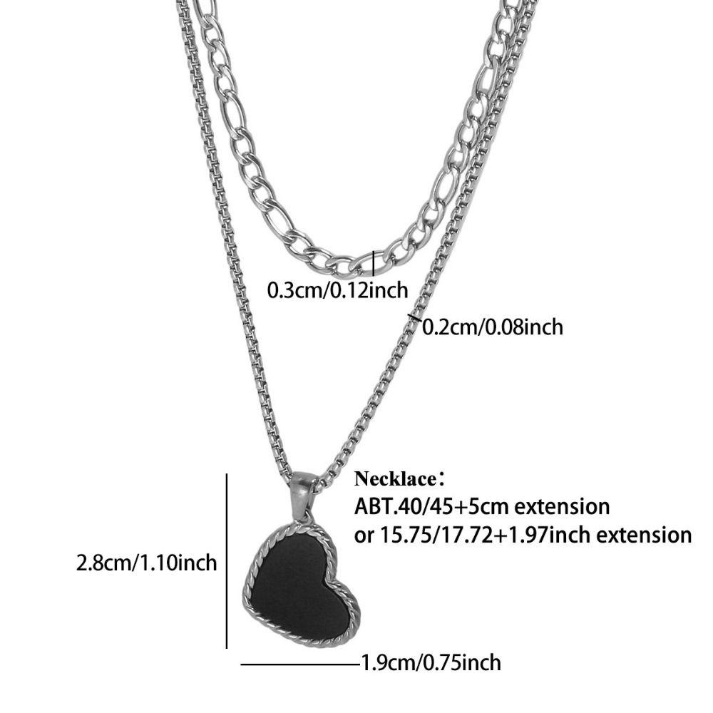Titanium Steel Double Stacked Neck Chain Handmade Heart Clavicle Chain Female Lady Girl