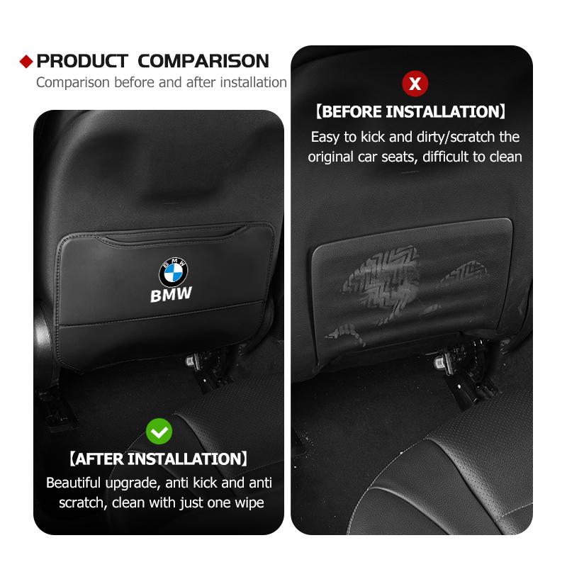 Leather Car Seat Back Protector Pad Anti Kick Mat Storage Pocket Interior Accessories For BMW X3 X5 M5 M3 E46 E90 E60 F10 E39 TE8