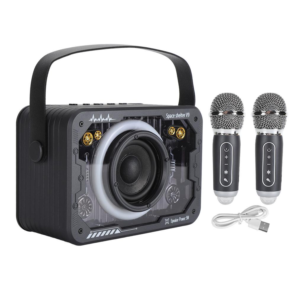 Детский караоке-аппарат All In One беспроводной мини портативный Bluetooth-динамик с микрофоном черный