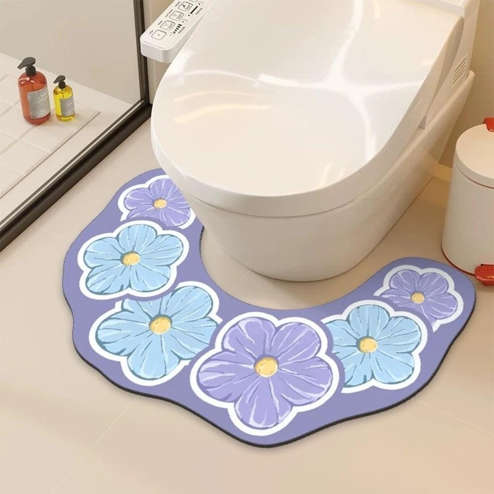 Anti Slip Bathroom Mat Water Absorbing U-shaped Floor Mat Beautiful Toilet Mat Toilet Room