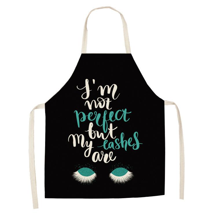 Eyelash Printing Apron Clean Art Sleeveless Home Kitchen Cooking Apron Chef Clothing Cotton Linen Bib for Adults