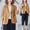 Women's Casual Work Long Sleeve Loose Fit 2 Buttons Solid Jacket Loose Long-Sleeved Casual Jacket