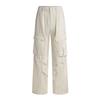 Beige Cotton Overalls Men's Summer American Loose Straight Street Casual Pants