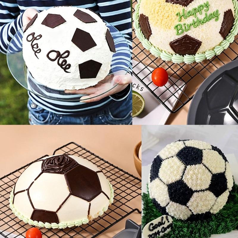 Football Soccer Shape Cake Molds Silicone Half Sphere Pan Nonstick Dome Baking Tool for Home, Party Cakes and Sports Theme Dessert