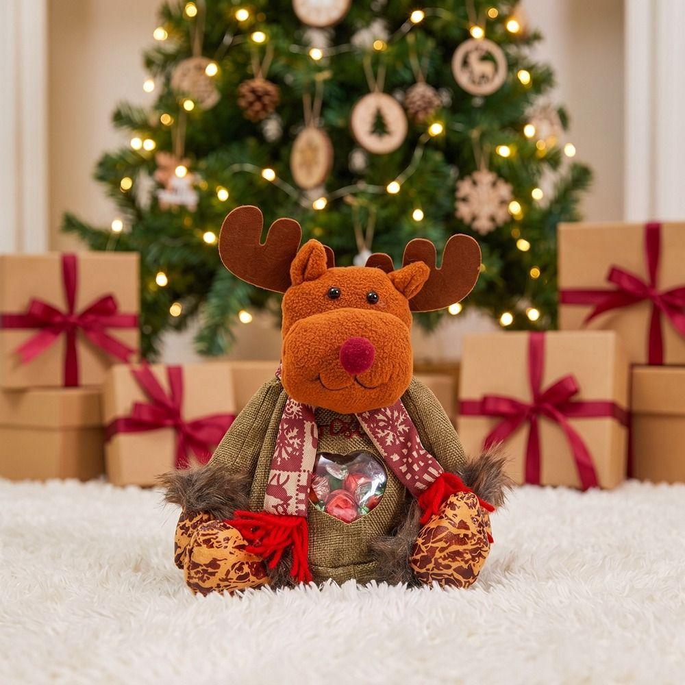 Snowman Elk Doll Design Santa Claus Bag Large Capacity Xmas Candy Bag Christmas Party