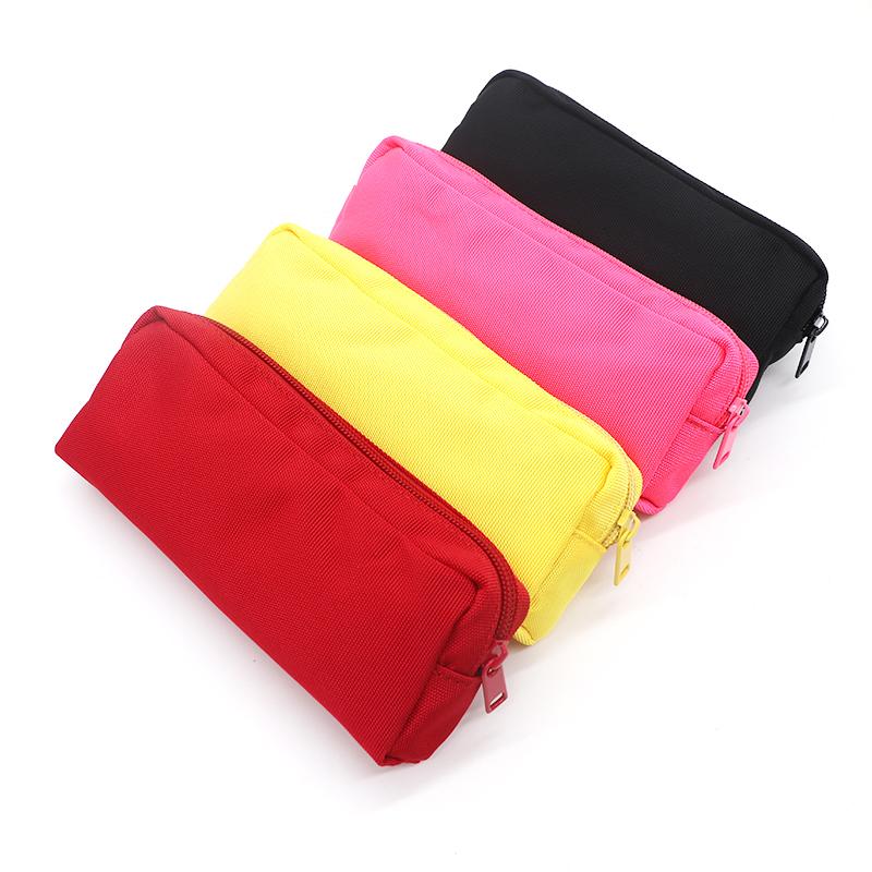 Office Black Canvas Pencil Case School PencilCase for Boys Girls Simple Candy Color Large-capacity Pencil Cases Stationery Cosmetic Bag