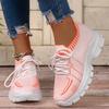 Sneakers Women Mesh Elastic Fly Knit Thick Soft Sole Shoes Ladies Casual Breathable Lace-up Sports Zapatos De Mujer Summer2024
