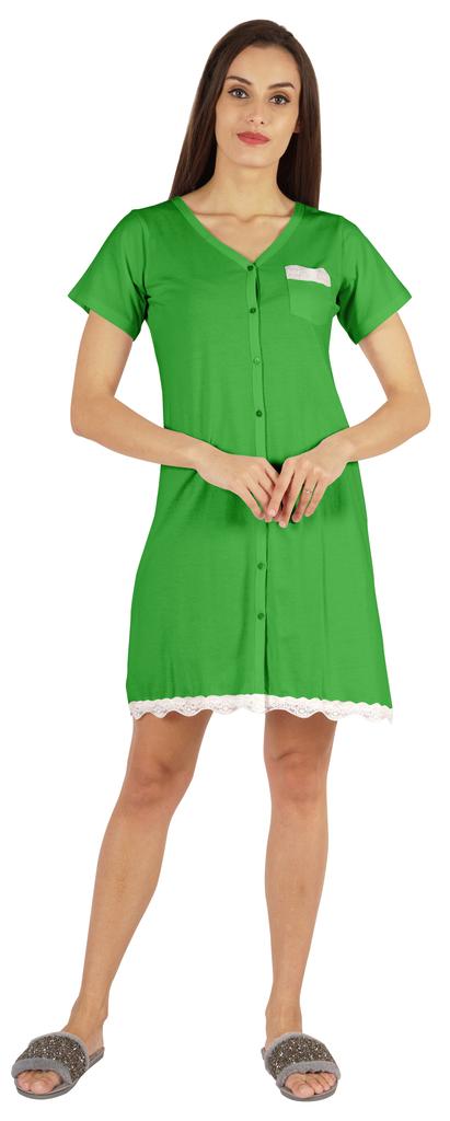 Inkmeso Solid Button Down Nightgown Sleepwear For Women  S V- Neck Nightshirt