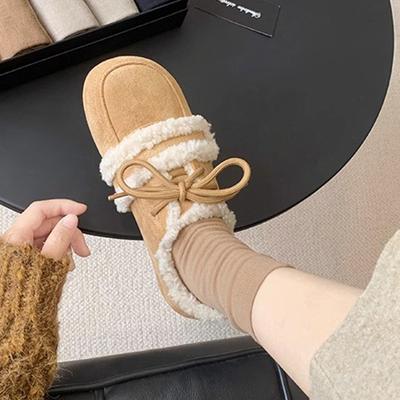 Модные замшевые кожаные мокасины из овечьего меха женские теплые зимние туфли для женщин с круглым носком на шнуровке хлопковые балетки женские меховые мокасины большой размер 43