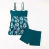 2Pcs/Set Tankini Set Adjustable Straps Padding Underwire Bandeau Tops Boxer Briefs Set Mesh
