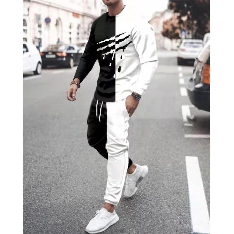 Men Tracksuit Suit Long Sleeve Tshirt 2 Piece Sets Poker Ace 3D Printed Fashion Oversized Men's Clothing Vintage Streetwear