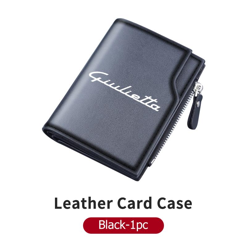 WTOM1 For Alfa Romeo Car Styling Leather Men Wallets Vintage Trifold Wallet Zip Coin Pocket Purse Giulietta 940 2010-2014 2015-2022