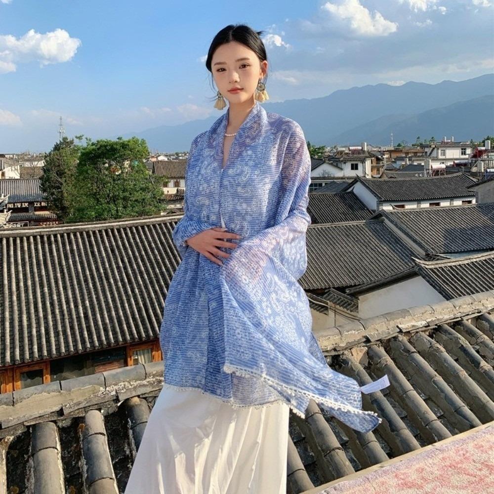 Sun Protection Paisley Shawl Head Wraps Beach Scarf Retro Sunscreen Shawl  Outdoor