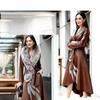 Новый женский длинный корейский меховой тренчкот Haining Leather длиной до колена