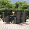 VidaXL Garden Dining Set Cushions 7pcs Black Wicker, Dining Set, Dining Set 3185077
