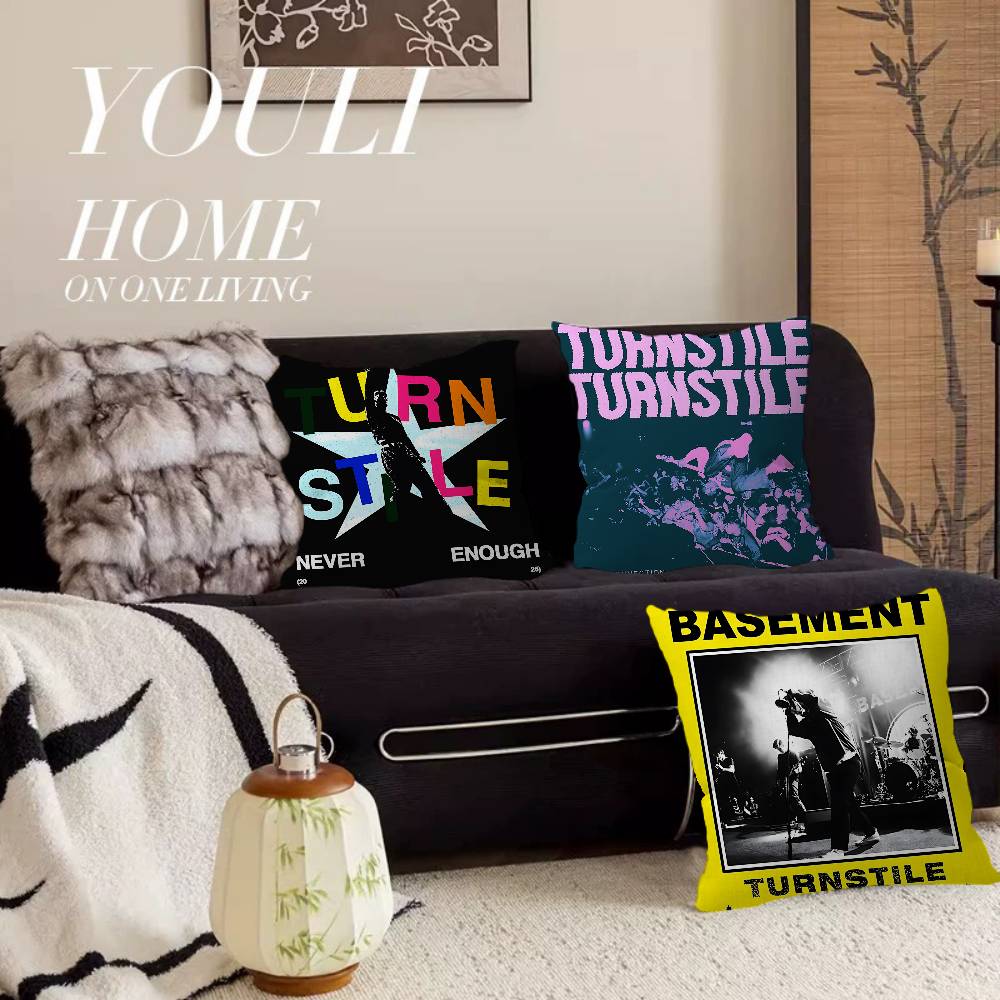 Vintage Music T-Turnstiles Band Cushion Cover Pillow Cover Decor Pillowcase Printed Cushion Case For Couch