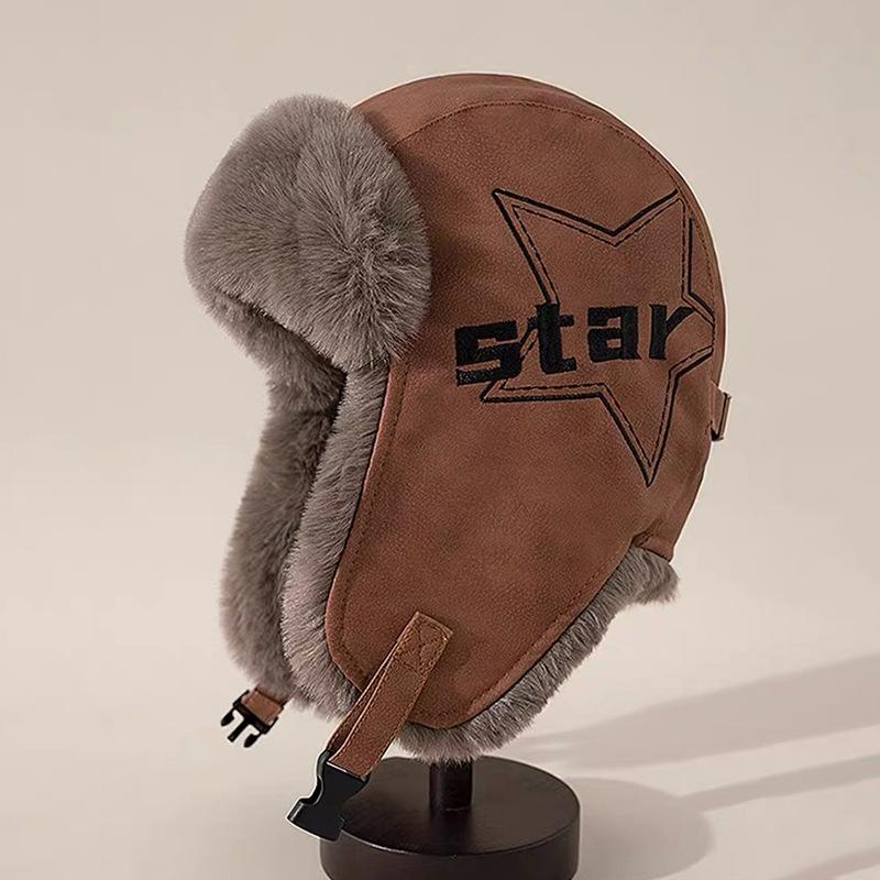 Американская шапка-авиатор мужская и женская зимняя бархатная утолщенная теплая шапка для защиты ушей при езде на велосипеде ретро шапка из ПУ кожи