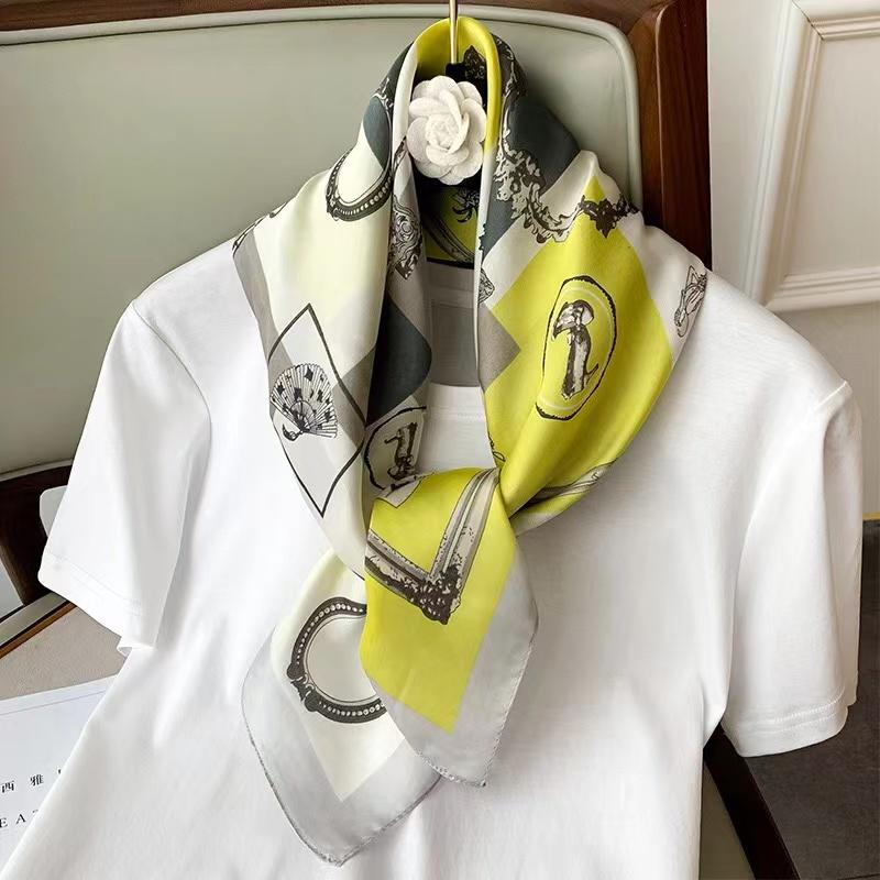 Роскошный дизайн принт шелковый квадратный шарф женский мягкий атласный конский ободок шейный платок офисный хиджаб повязка на голову фуляр сумка ленты подарок