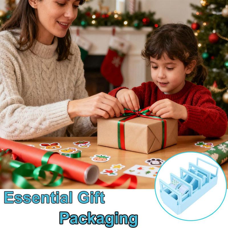 Диспенсер для скотча для упаковки подарков Компактный диспенсер для скотча на 18 полосок для поделок своими руками Портативный держатель на два ролика Подходит для различных размеров скотча с легкой подачей