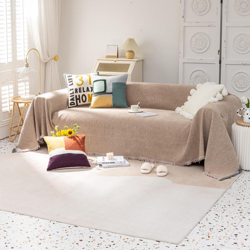 Скандинавский однотонный шенилловый чехол с кисточками шарф современный минималистский диван полотенце простой дом