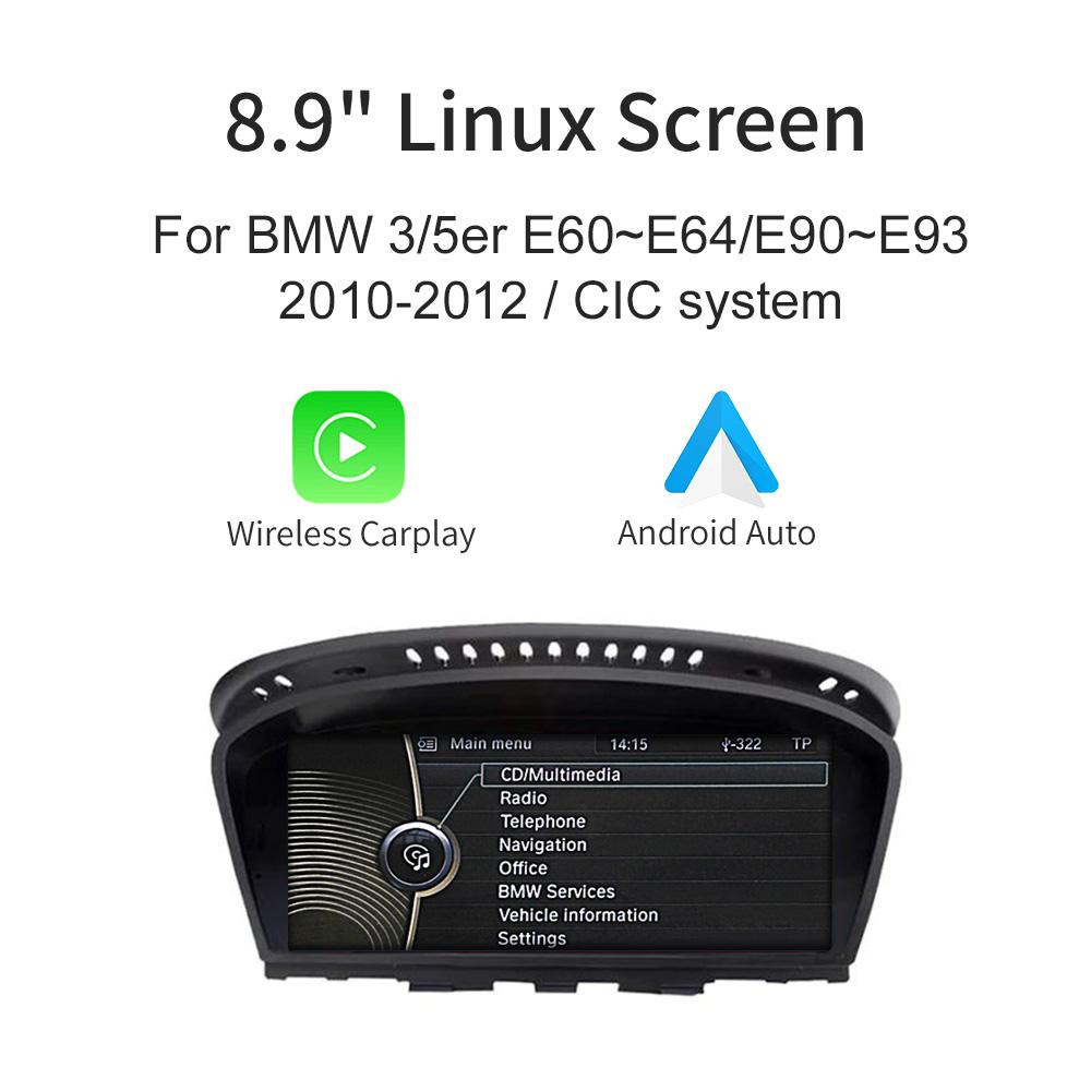 8,9-дюймовый беспроводной Linux CarPlay Android автомобильный мультимедийный экран для BMW 3 5 серии CCC, CIC E60/E63/E64/E90/E91/E92/E93 2005-2012