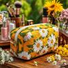 Dragonfly Print Quilted Makeup Bag Multi-functional U-shaped Storage Pouch