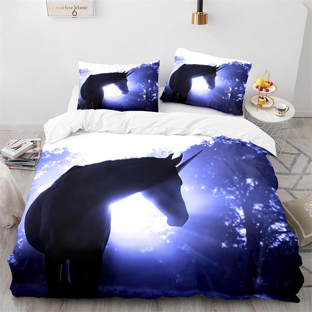 Комплект пододеяльника с единорогом, размер твин, белый комплект постельного белья с единорогом для девочек, детей, 3D, фиолетовый, подарки для детей, подростков, полиэстеровый комплект постельного белья