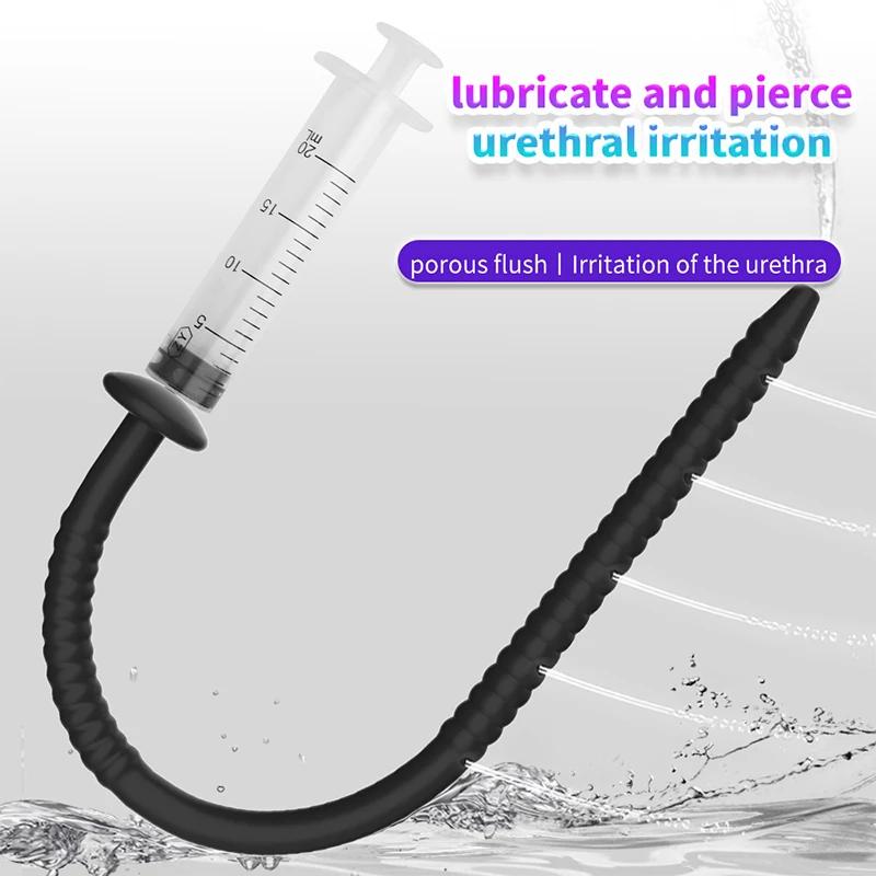3 размера силиконовый уретральный зонд, вставка в пенис, стимуляция, дилататор, катетер целомудрия, полый пенис-плаг со стопором, секс-игрушка для мужчин