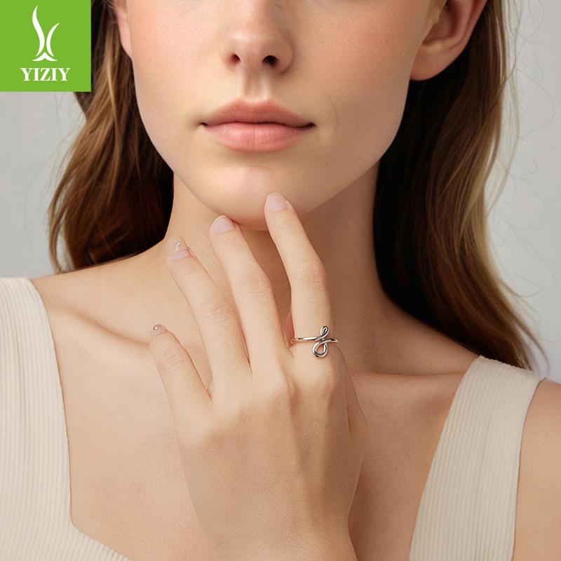 Eternal Symbol Metal Feeling Open Ring S925 Sterling Silver Minimalist Style Line Feeling Ring Jewelry