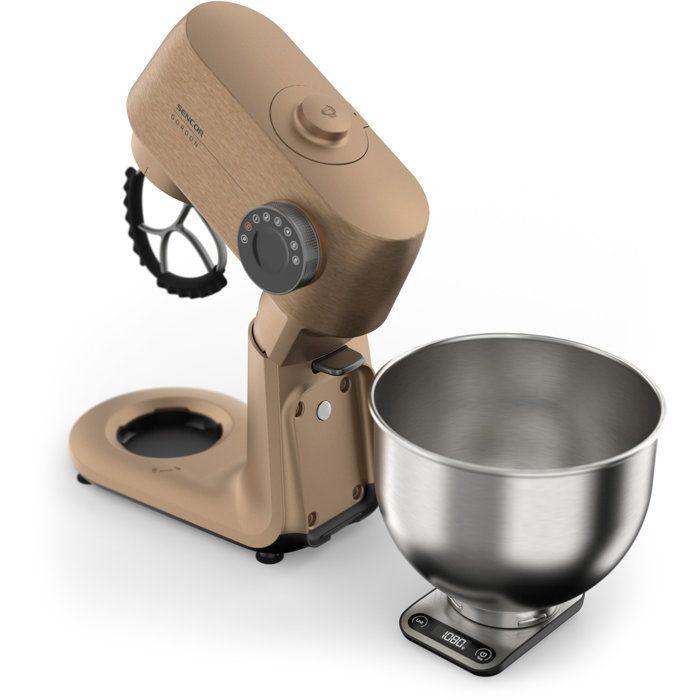 Robot pâtissier multifonction Sencor STM 7630RS Gordon - Pétrin et hachoir à viande - Bol inox 5,5 L - Moteur 1500 W - Champagne