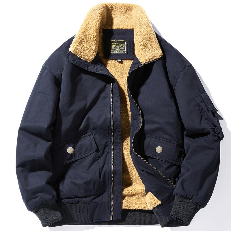 Thickened Velvet Padded Jacket Men's Washed Casual Padded Jacket Large Size Loose Tooling Pilot Padded Jacket