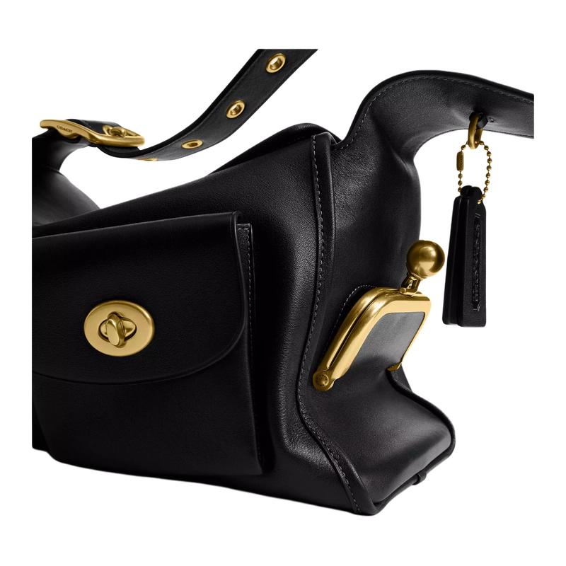 COACH Originals 36 Gold Hardware Leather Shoulder Bag Large Women's Black