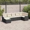 VidaXL 7-Piece Garden Sofa Set with Cushions Rattan Black 3345787