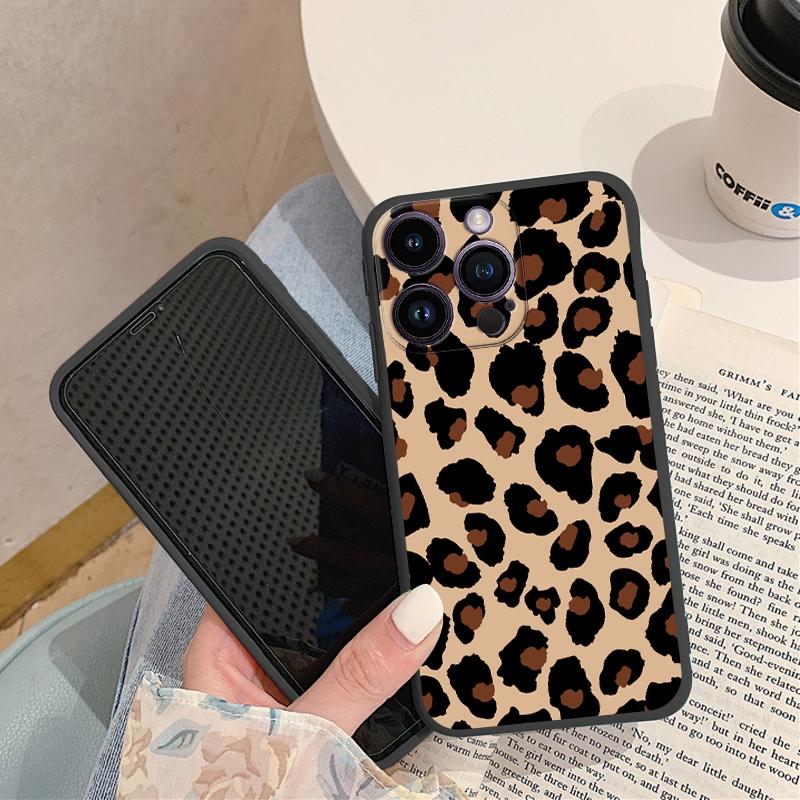 Модные мягкие чехлы для телефонов с леопардовым рисунком для iPhone 15 Pro 6 14 XS 13 Max XR 12 Mini 7 Plus X SE 8 11, противоударный бампер из ТПУ, черный чехол