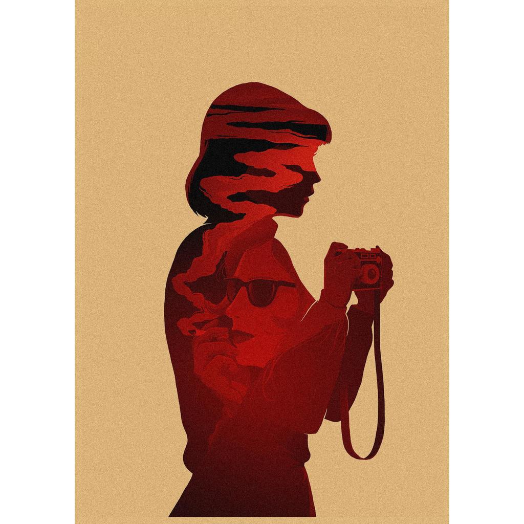 Malika Favre Retro Girl Illustration Kraft Paper Poster for Bar or Cafe Wall Decor