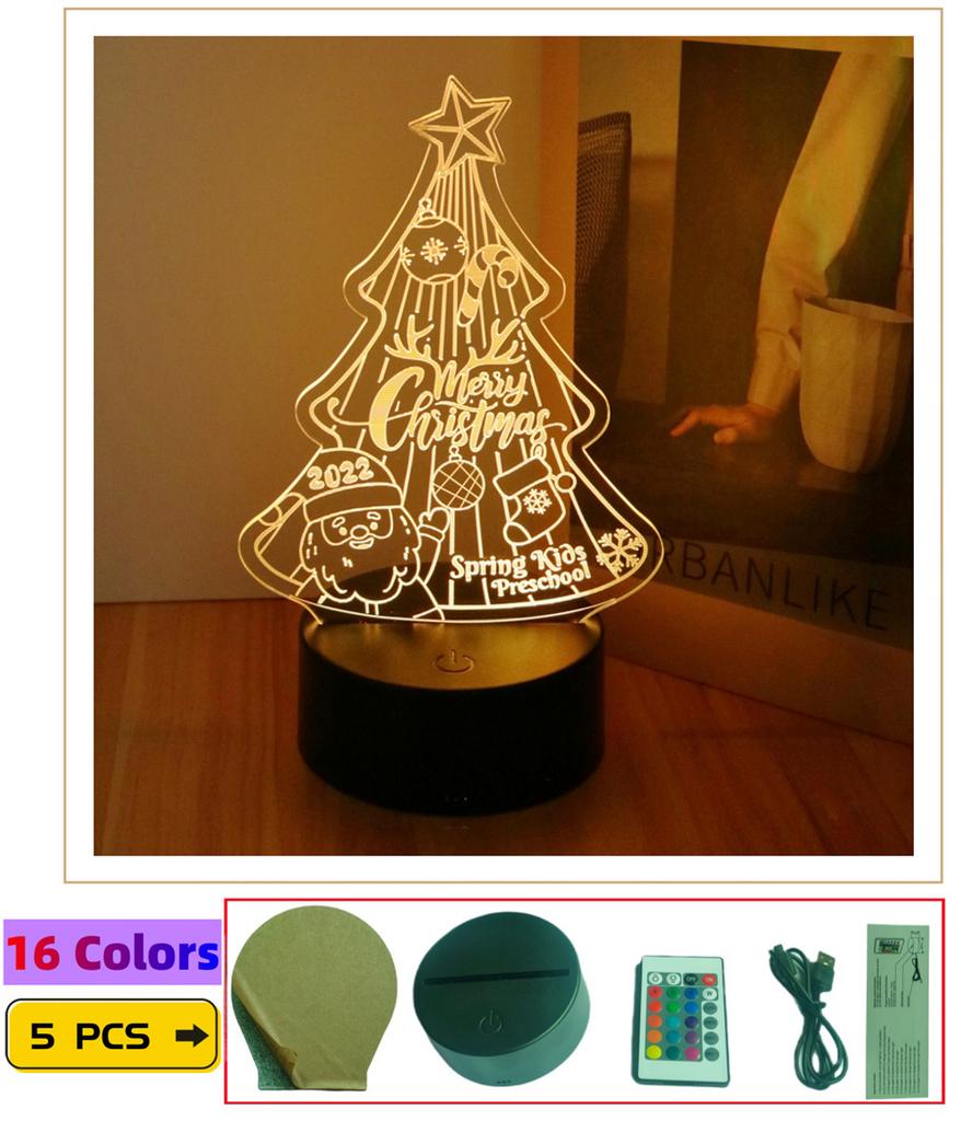 Светодиодный ночник 3D лампы Иллюзия Стич Рождественская елка Дед Мороз Снеговики Детский ночник Лампа для декора дома Детская игрушка Рождественские подарки