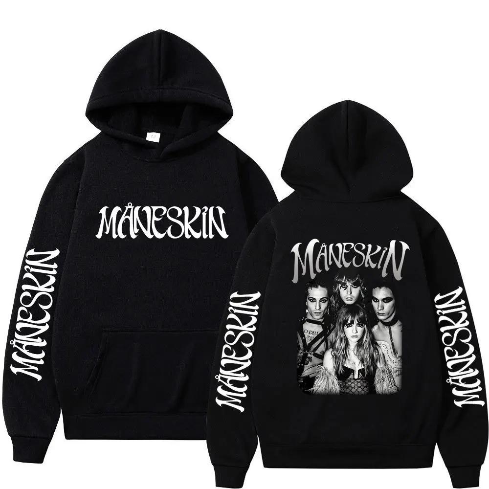 Итальянская Рок-Группа Maneskin Худи Свитшоты с Графическим Принтом Певицы для Фанатов Повседневная Одежда с Длинным Рукавом для Мужчин и Женщин Худи