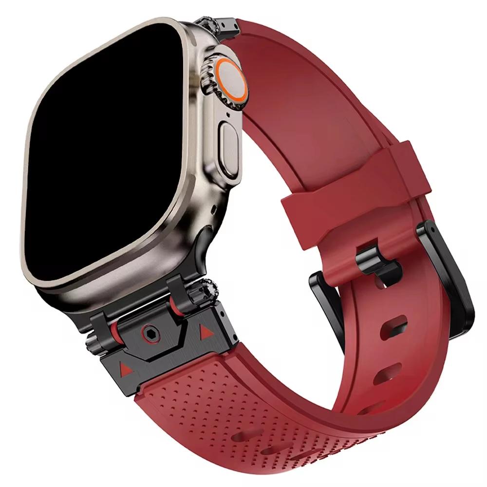 Спортивный ремешок из каучука титанового цвета для Apple Watch Ultra 2 49 мм Серии 9 8 7 45 мм 42 44 мм Ремешок для iWatch ULTRA 6 5 4 se