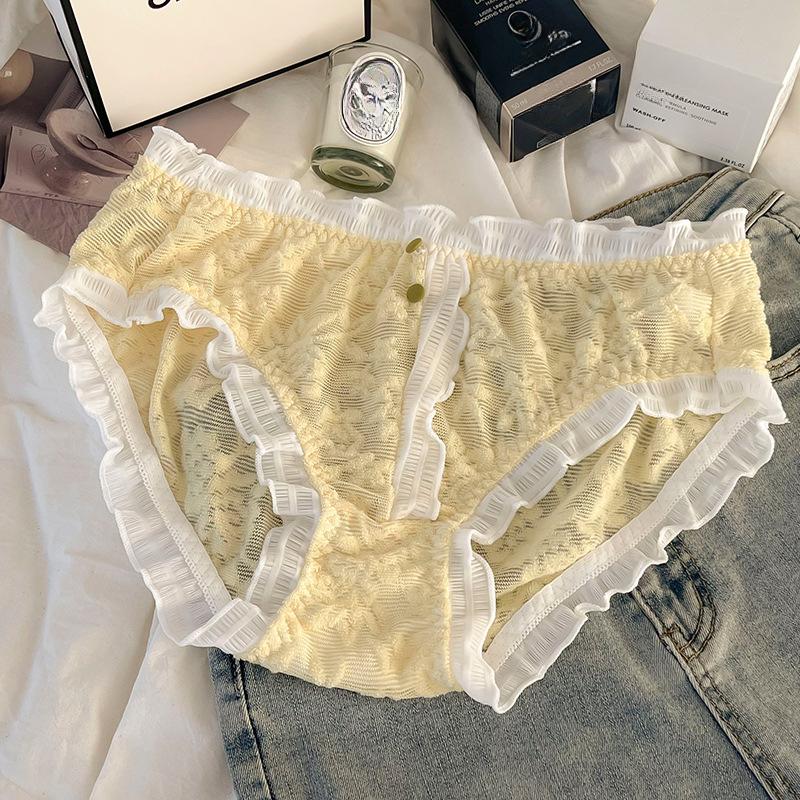 Plus Size Women's Panties Women's Briefs Mid-waist Breathable Hip Lift Sexy Pure Wind Translucent Lace Edge Underwear