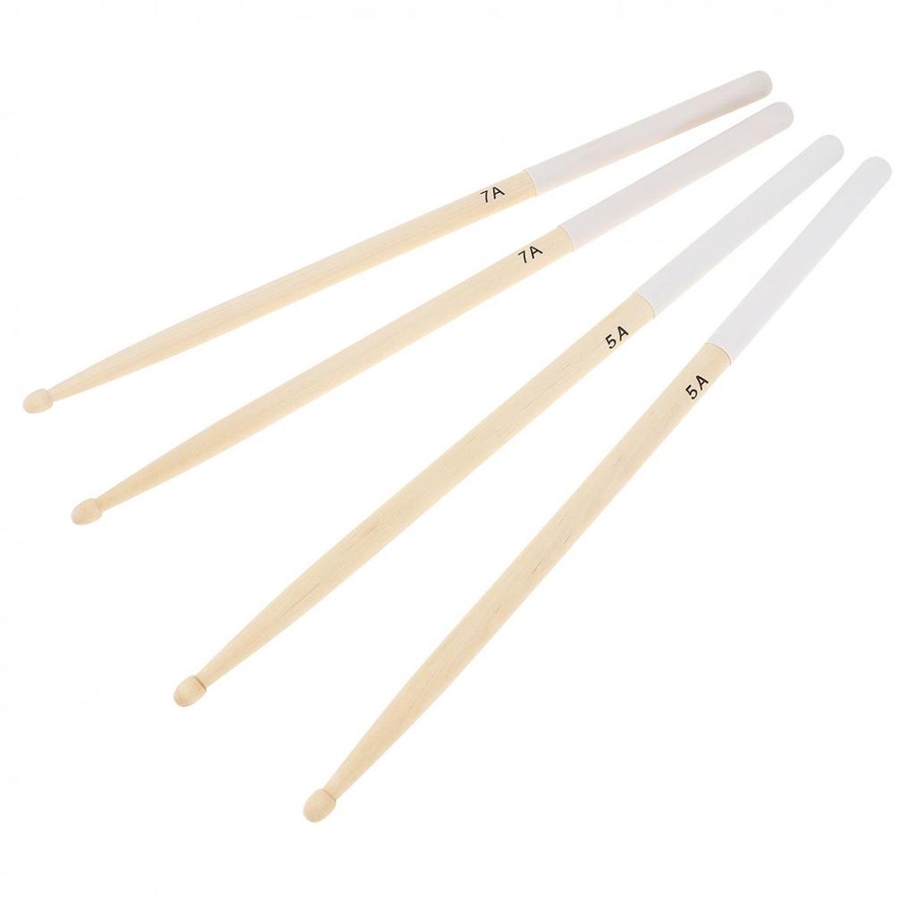 1 Pair 5A / 7A Drumsticks Wood Drum Sticks with Non-slip Rubber Handle Cover