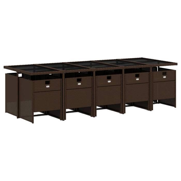 VidaXL Garden Dining Set and Cushions 11 Pcs Brown Rattan 3277700